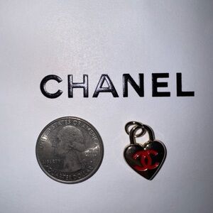 CHANEL Red and Gold Heart Pendant